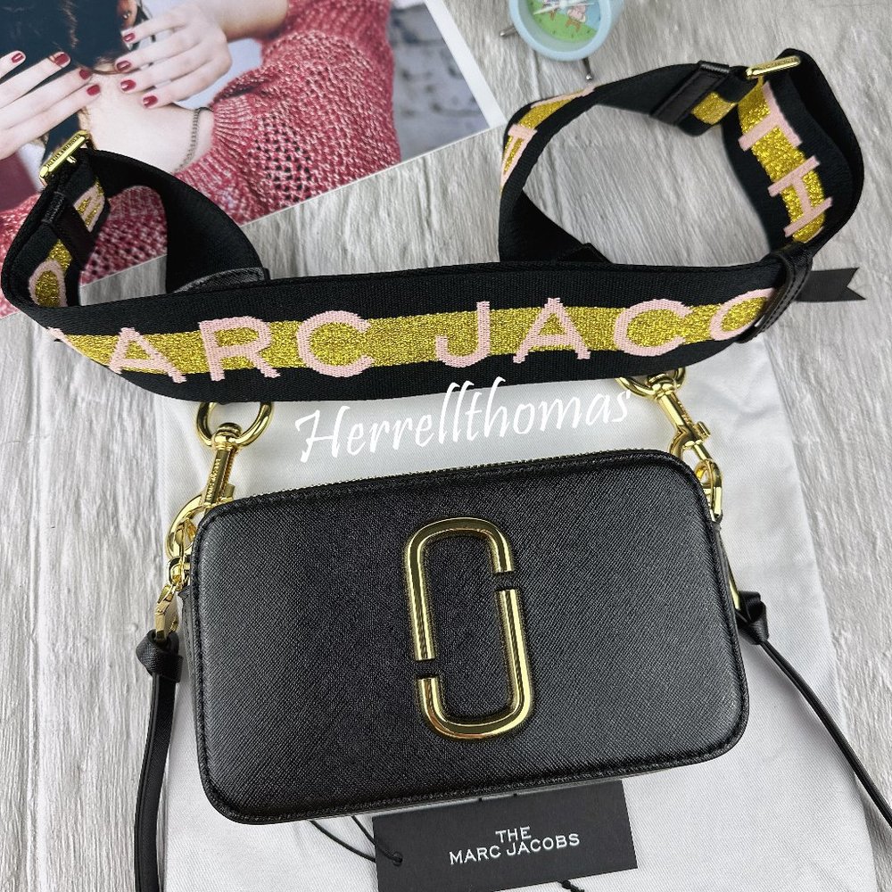 Marc Jacobs Black Shoulder Bag with Gold and Pink Accents